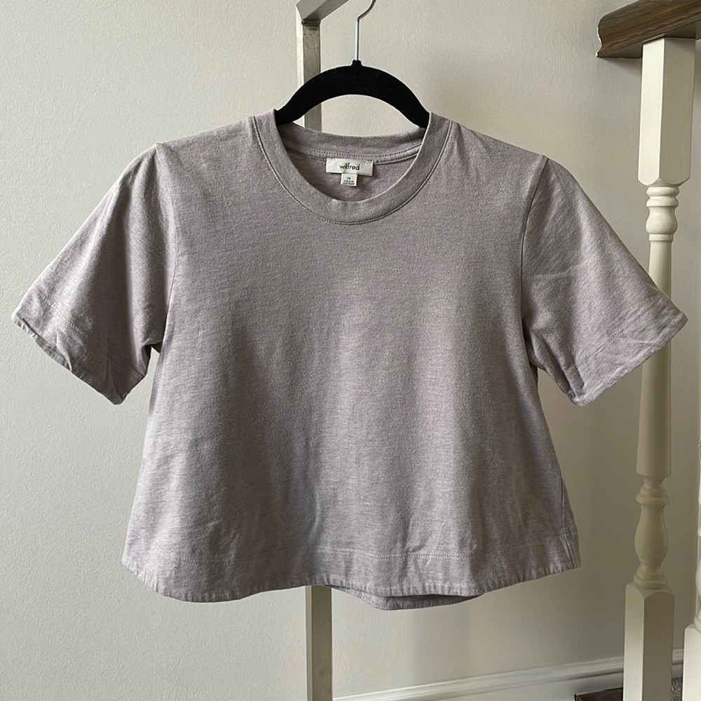Wilfred Duree cropped flare tshirt in heather clover sz XS